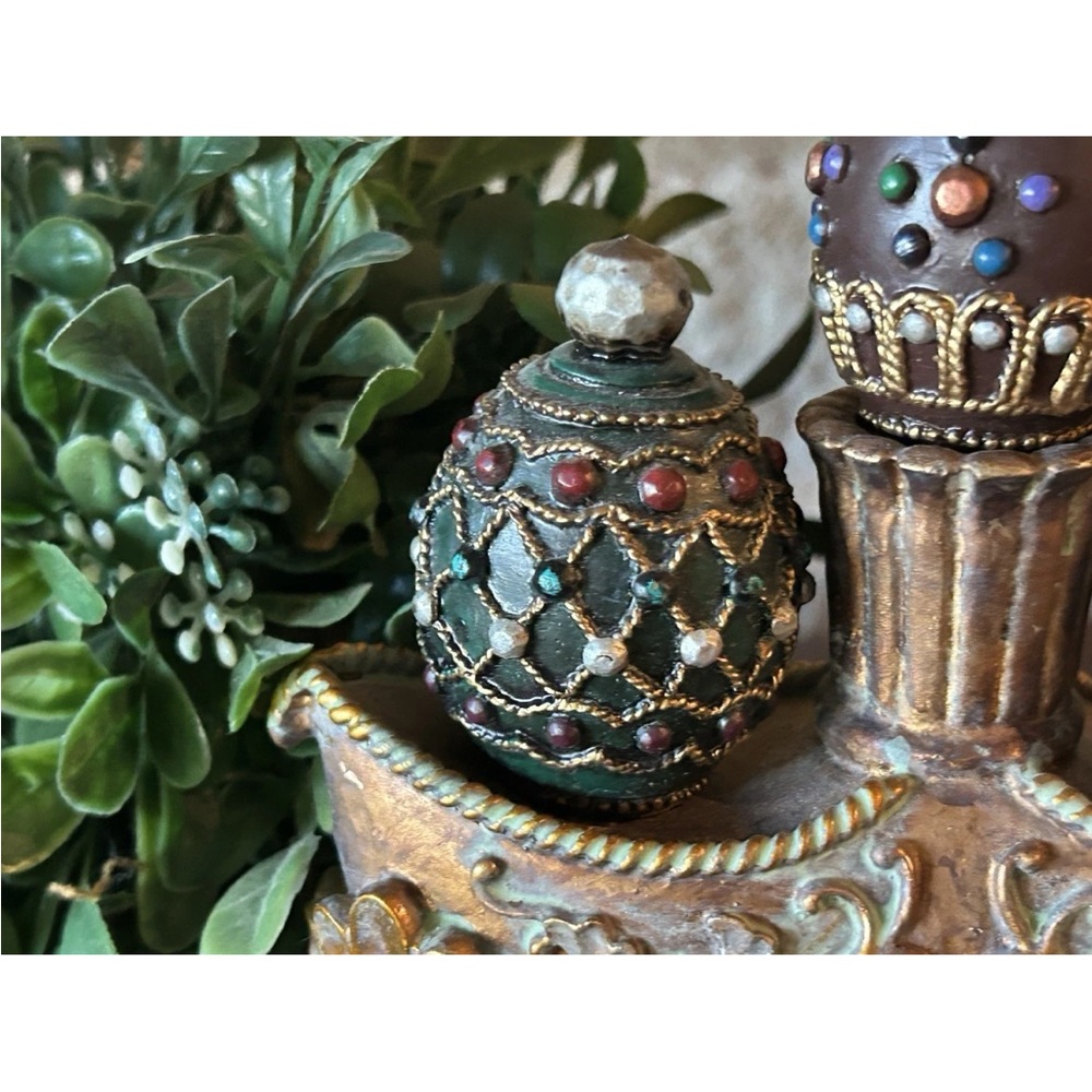 Egg Shaped Moroccan Style Wine Bottle Stoppers Cork Set w/ Holder Unique - Picture 4 of 11